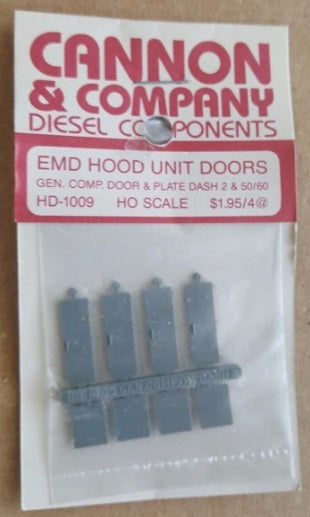 Cannon HD-1009 HO Scale EMD Hood Unit Doors Gen Comp Door & Plate Dash 2 & 50/60