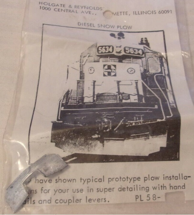 Holgate & Reynolds PL58 HO Scale Die-Cast Diesel Snow Plow Metal