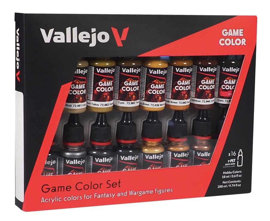 Vallejo Paint 72189 Leather & Metal Game Color Acrylic Paint (Set of 16)