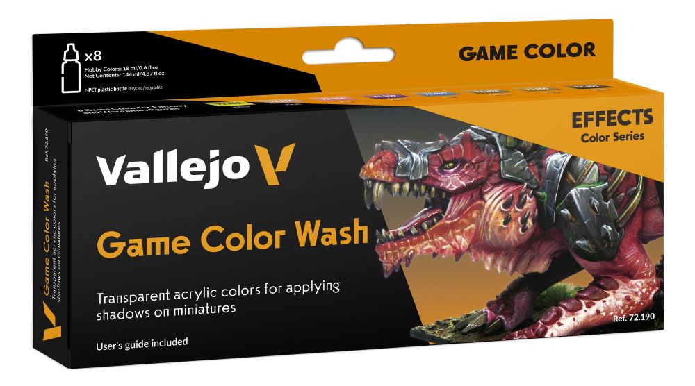Vallejo Paint 72190 Wash Game Color Acrylic Paint - 18 ml. Bottles (Set of 8)