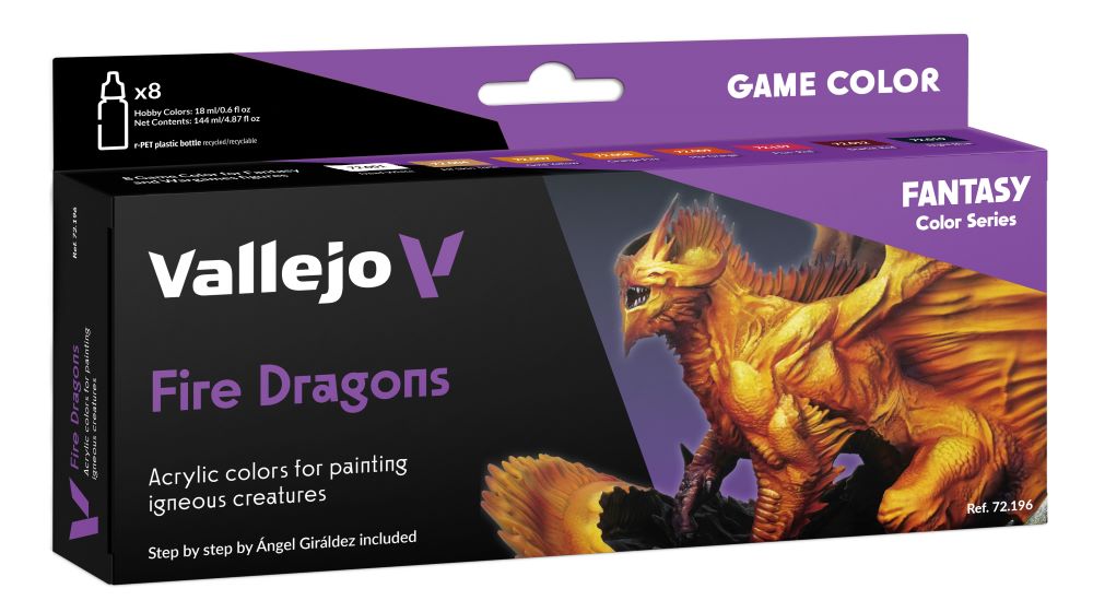 Vallejo Paint 72196 Fire Dragons Game Color Acrylic Paint (Set of 8)