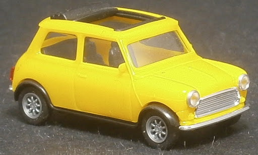 Herpa HO Yellow Mini Cooper '96 with Open Sunroof