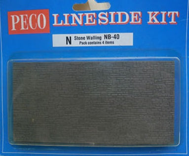 Peco NB-40 N Scale Gray Stone Walling Lineside Kit (Pack of 4)
