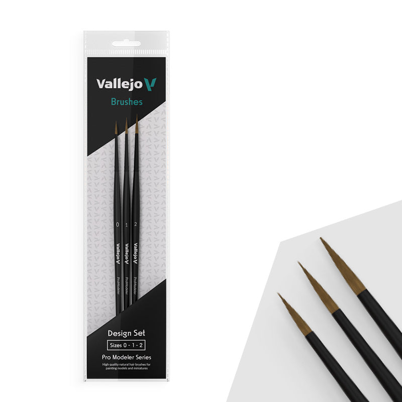 Vallejo Paint B01991 Natural Hair 0 1 and 2 Pro Model Brush Set