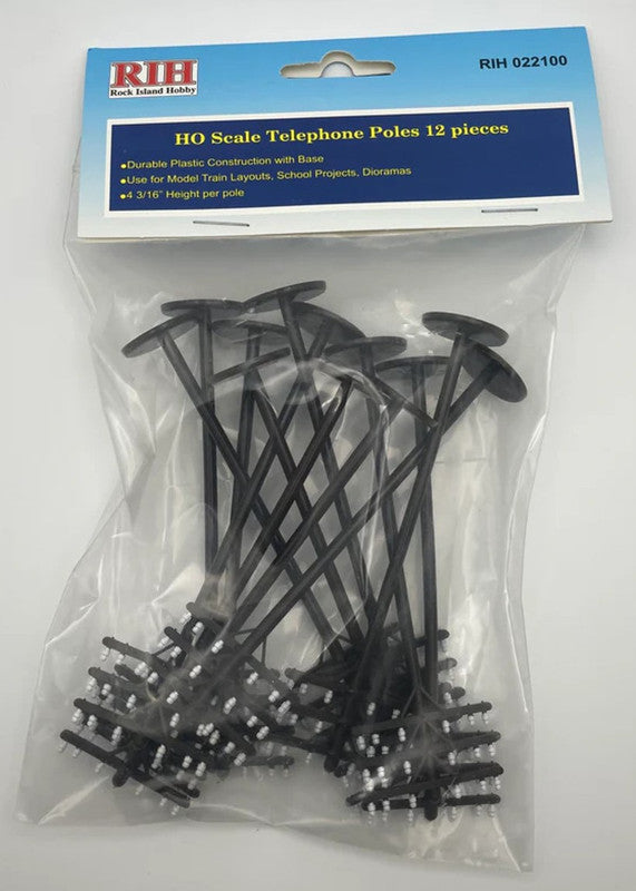 Rock Island Hobby 022100 HO Telephone Poles (Pack of 12)