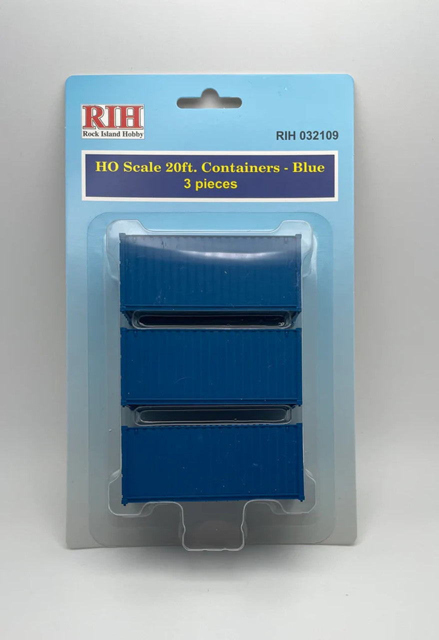 Rock Island Hobby 032109 HO Blue 20' Containers (Pack of 3)
