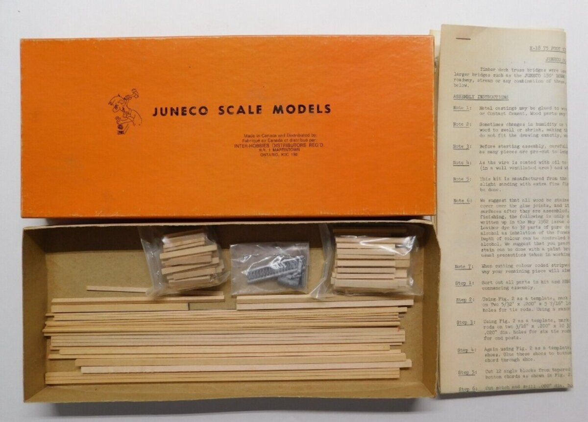 Juneco K-18 HO Scale 75'' Deck Timber Bridge Kit
