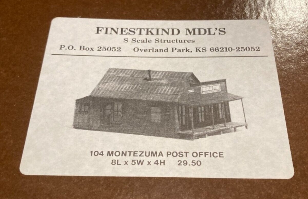 Finestkind Models 104 S Scale Montezuma Post Office 8 L x 5 W x 4 H Building Kit