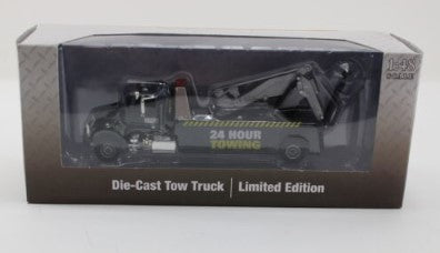 Menards 279-4230 1:48 Die-Cast Black 24 Hour Towing Tow Truck w/Silver Details