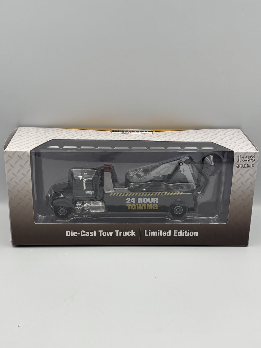 Menards 279-4230 1:48 Diecast Black 24 Hour Towing Tow Truck w/Silver Details