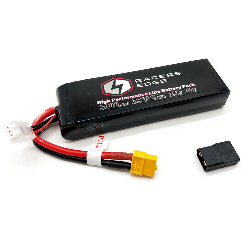 Racers Edge LP50002S60T 5000mAh 2S 7.4V 60C Soft Pack Lipo Battery, XT60 Plug