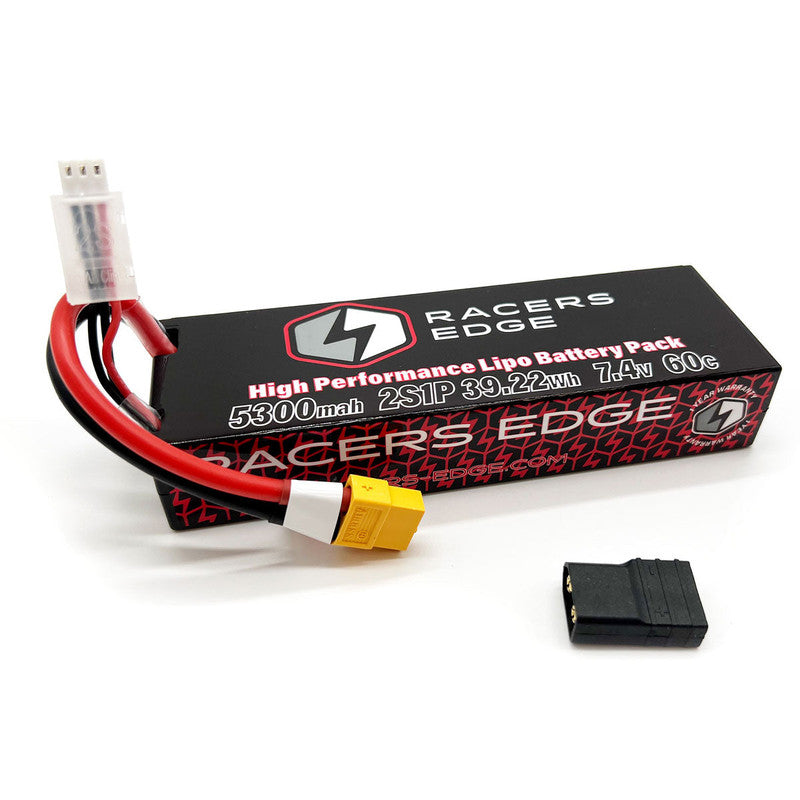 Racers Edge LP53002S60T 5300mAh 2S 7.4V 60C Hard Case Lipo Battery, XT60 Plug