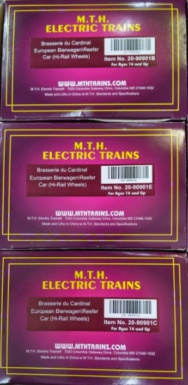 MTH 20-90901 O Scale European Bierwagen/Reefer Car Hi-Rail Wheels (Set of 6)
