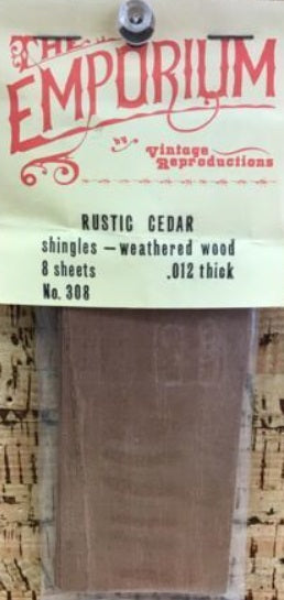 The Emporium 308 HO Rustic Cedar Shingles WQeathered Wood .012 Thick (Pack of 8)