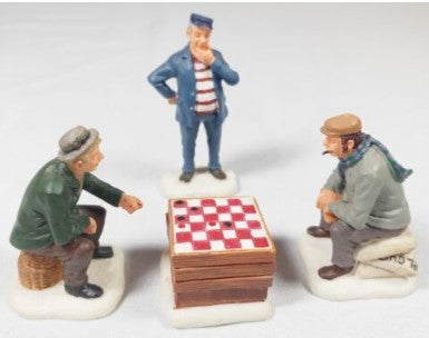 Lemax 12493W HO Village Collectibles Guys Playing Checkers (Set of 4)