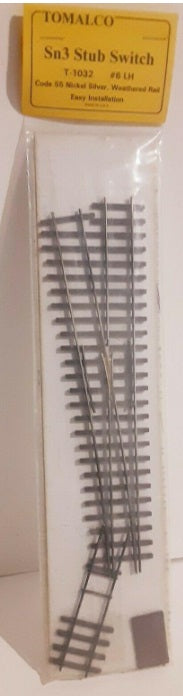 Tomalco T-1032 Sn3 Code 55 # 6 Left Hand Stub Switch Nickel Silver