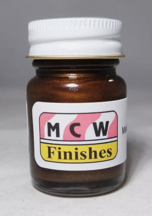 MCW Finishes 7038 Medium Brown Metallic Enamel Paint - 0.5 oz Bottle (Pack of 6)