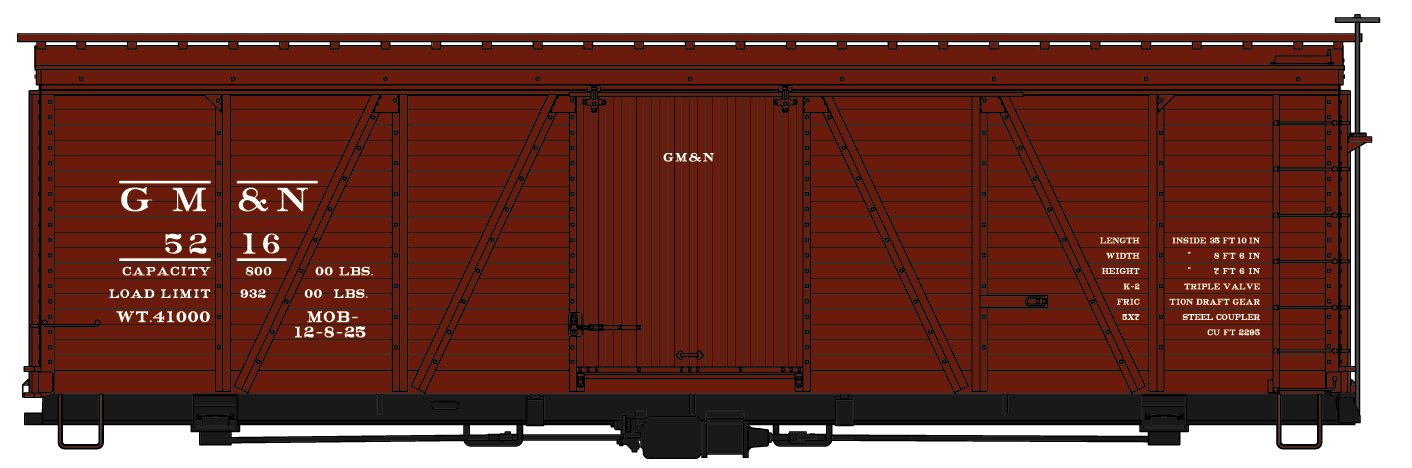 Accurail 1186 HO Gulf Mobile & Northern 36' Fowler Wood Boxcar Kit #5216
