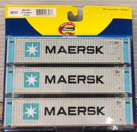 Athearn 28797 HO Scale Maersk 45' Container (3-Pack)
