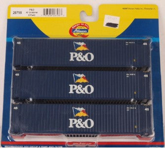 Athearn 28798 HO Scale Ready To Roll P&O 45' Intermodal Container (Set of 3)
