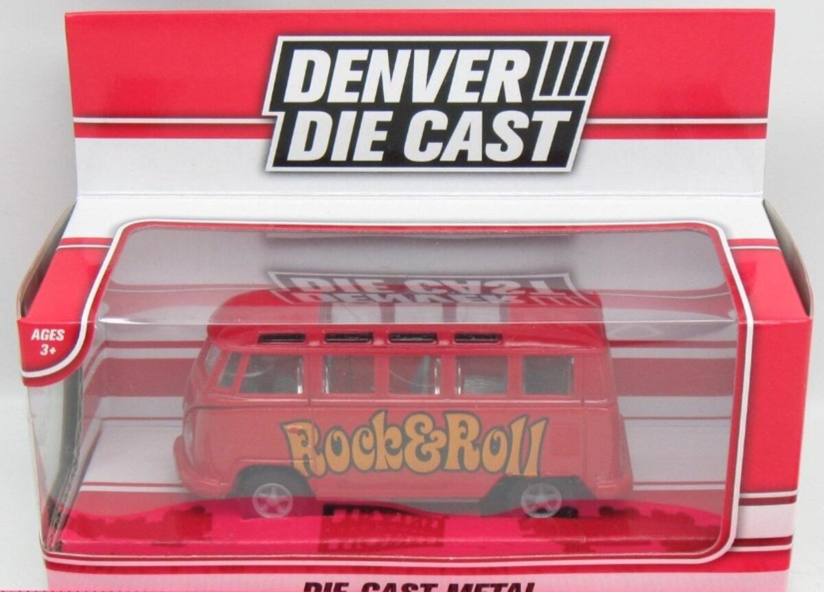 Menards 279-3084 1:48 Red VW Busses Bus Rock & Roll Denver Die Cast Metal