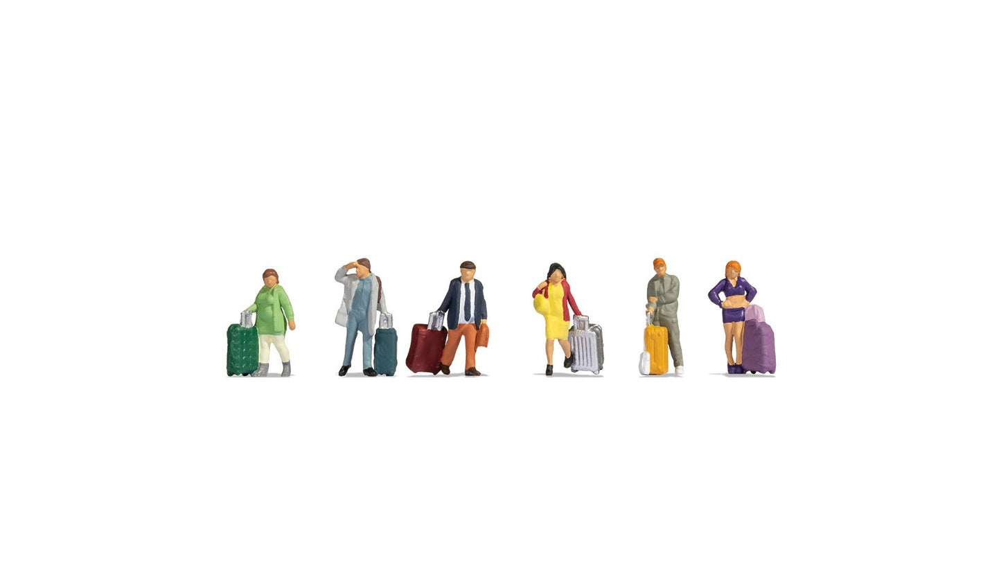 Noch 15223 HO Passengers Figures with Large Luggage (Set of 6)
