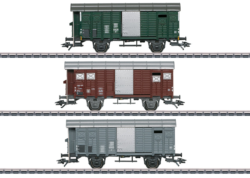 Marklin 46568 HO Swiss Federal Railways Freight Car w/Type K3 Boxcars (Set of 3)
