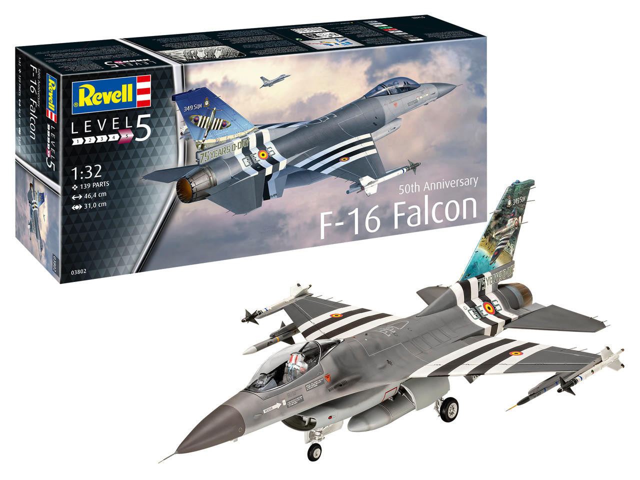 Revell of Germany 03802 1:32 50th Anniversary F-16 Falcon Aircraft Plastic Kit
