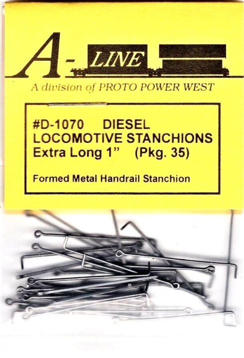 A-Line D-1070 HO Diesel Loco Formed-Metal Handrail Stanchions Extra Long1''