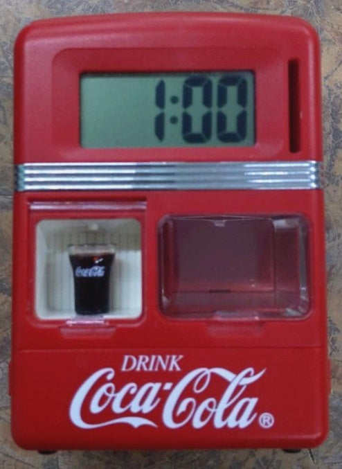 Coca-Cola 4518C 1998 Coca-Cola Soda Machine Retro Coin Bank Digital&Alarm Clock