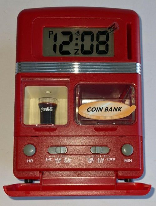 Coca-Cola 4518C 1998 Coca-Cola Soda Machine Retro Coin Bank Digital&Alarm Clock