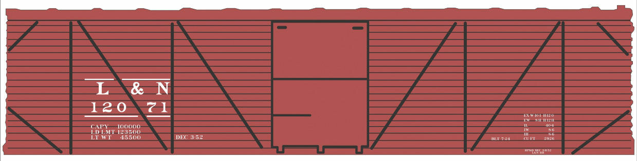 Tichy 10240N N Louisville & Nashville 40' Single-Sheathed Boxcar Decal Sheet