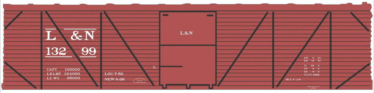 Tichy 10241N N Louisville & Nashville 40' Single-Sheathed Boxcar Decal Sheet