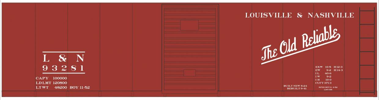 Tichy 10237O O Louisville & Nashville 40' Steel Boxcar Decal Sheet