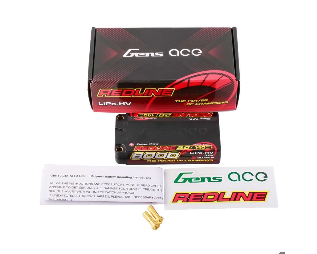 Gens Ace 80001S14D5 Redline 2.0 1S Shorty LiHV Battery 140C with 5mm Bullets