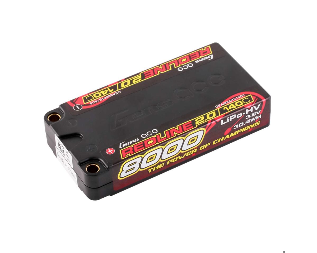 Gens Ace 80001S14D5 Redline 2.0 1S Shorty LiHV Battery 140C with 5mm Bullets