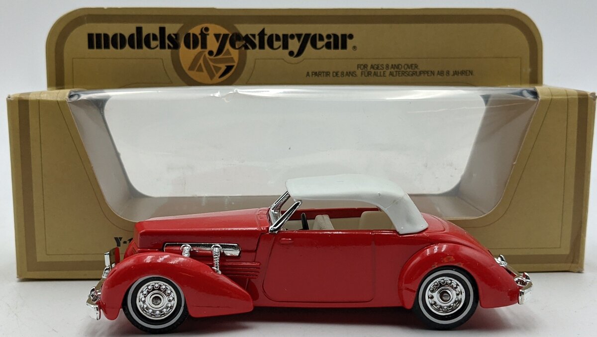 Matchbox Y-18 35:1 Models of Yesteryear Red W/White Top 1937 Cord 812