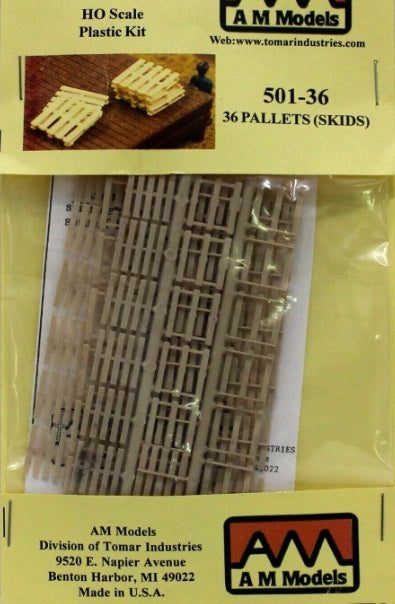 AM Models 501-36 HO Scale Pllets Skids Plastic Kit (Pack of 36)