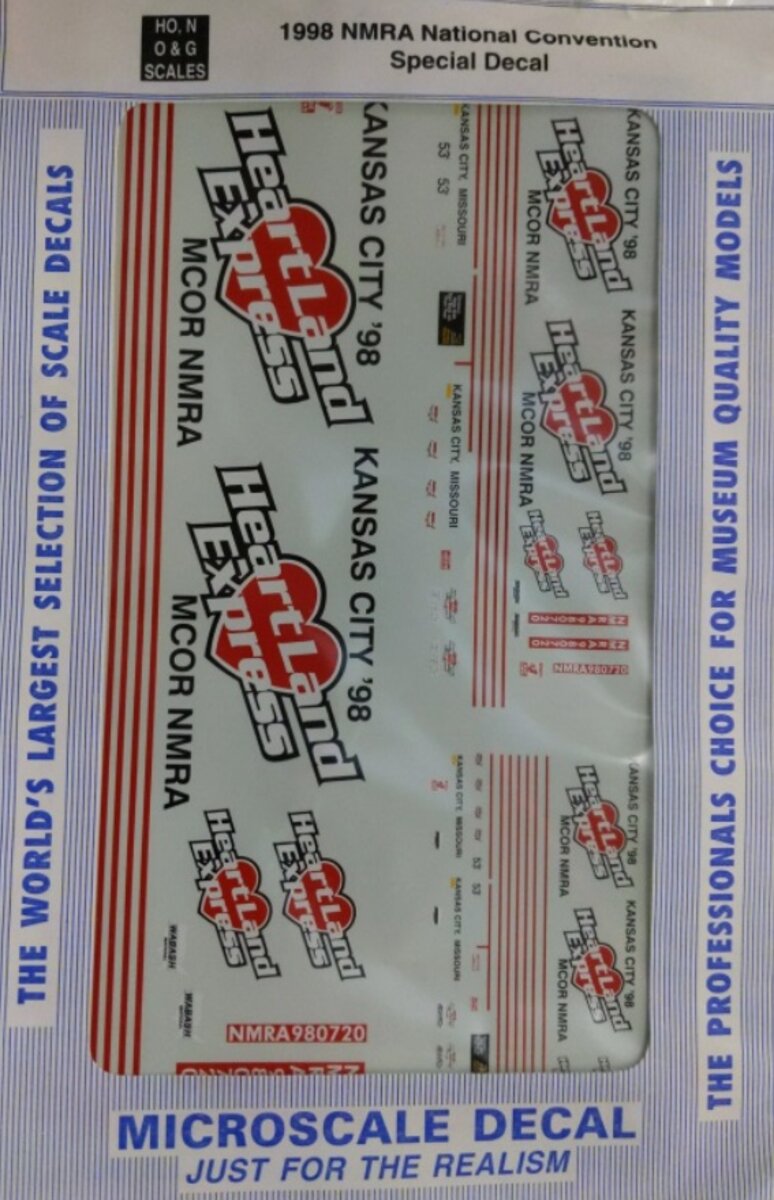 Microscale 1998 HO/N/O & G Scale NMRA National Convention Special Decal