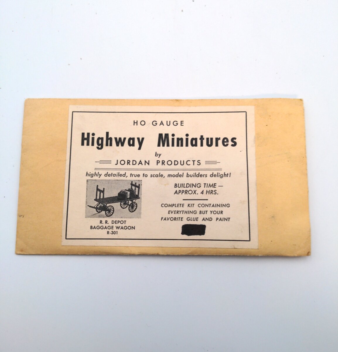 Jordan Products R-301 Highway Miniatures Railroad Depot Baggage Wagon Kit