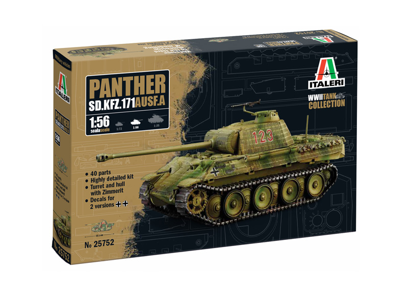 Italeri 25752 1:56 Panther Sd.Kfz.171 Ausf.A Tank Plastic Model Kit