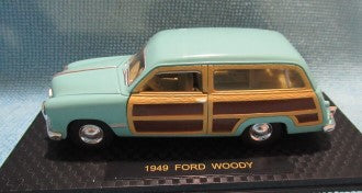 Road Champs 68600 1:43 Diecast Teal Blue 1949 Ford Woody 50th Anniversary
