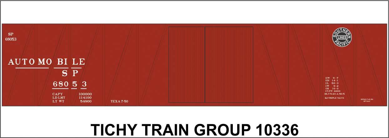Tichy 10336 HO Southern Pacific 50' 1.5 Door Single-Sheathed Boxcar Decal Sheet