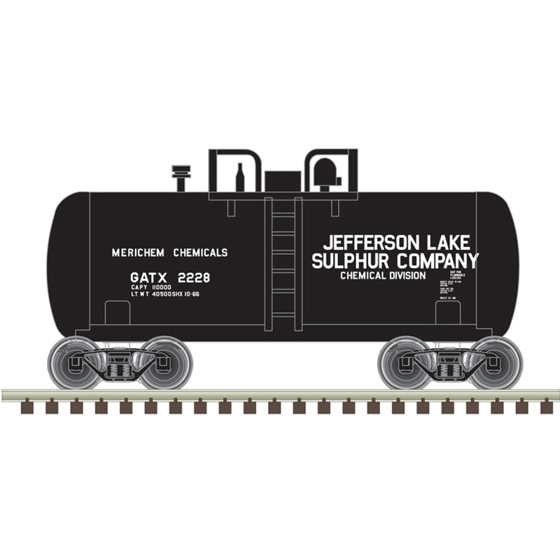 Atlas 50006877 N Jefferson Lake Sulphur GATX Beer Can Shorty Tank Car #2228