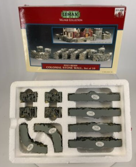 Lemax 93304 Hearthside Village Poly-Resin Colonial Stone Wall (Set of 10)
