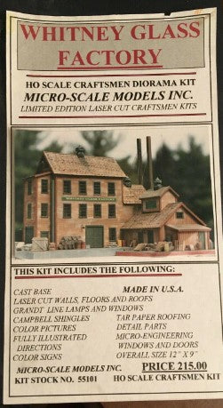 Micro-Scale Models 55101 HO Scale Whitney Glass Factory Craftsmen Building Kit
