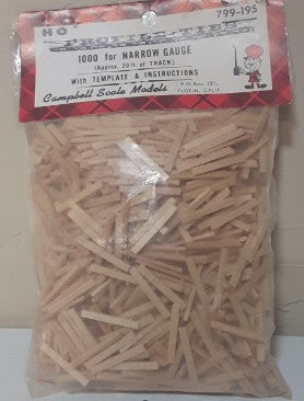 Campbell Scale Models 799-195 HO Narrow Gauge Profile Ties (1000 Pieces)
