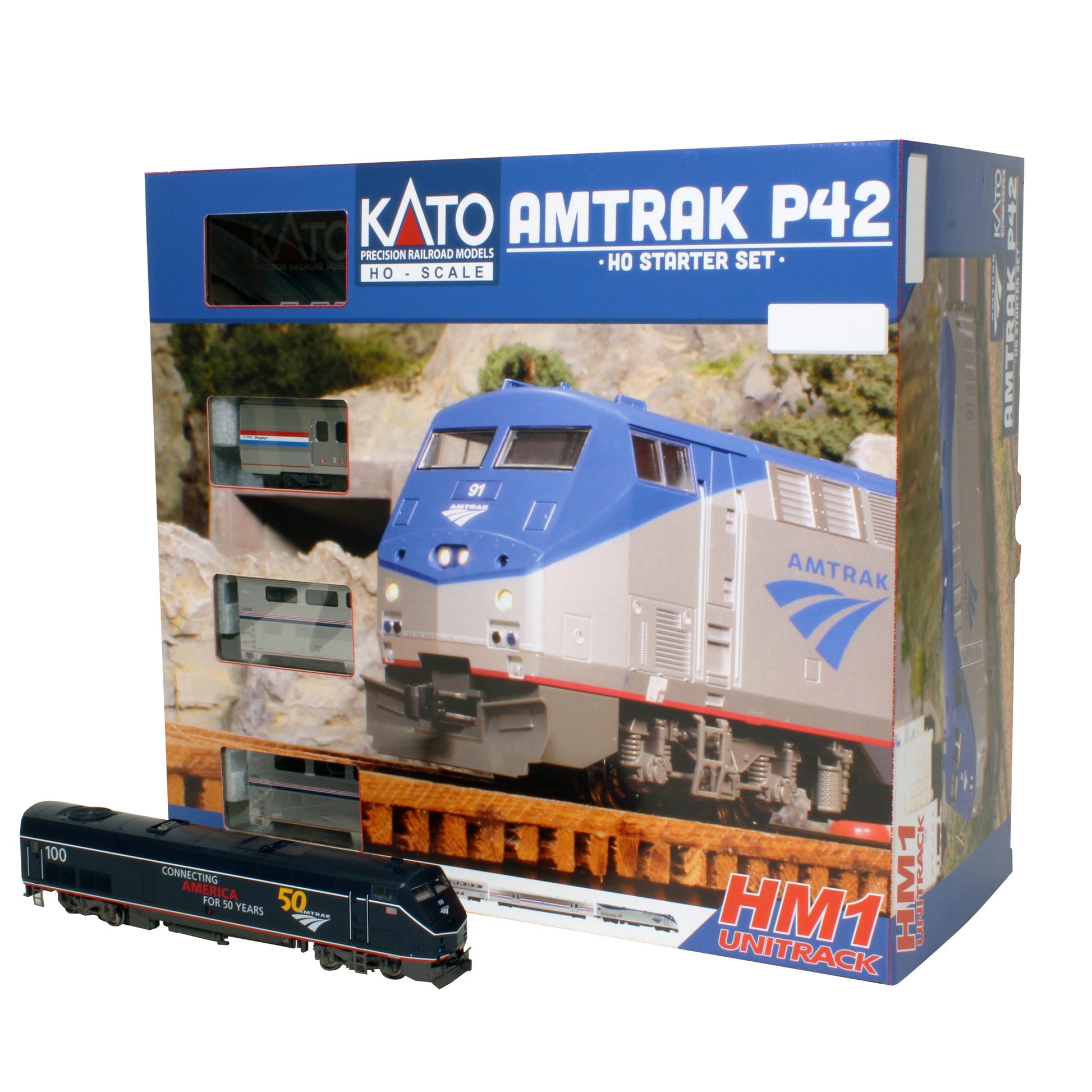 Kato 30-3002 HO Amtrak Midnight Blue P42 Starter Set #100