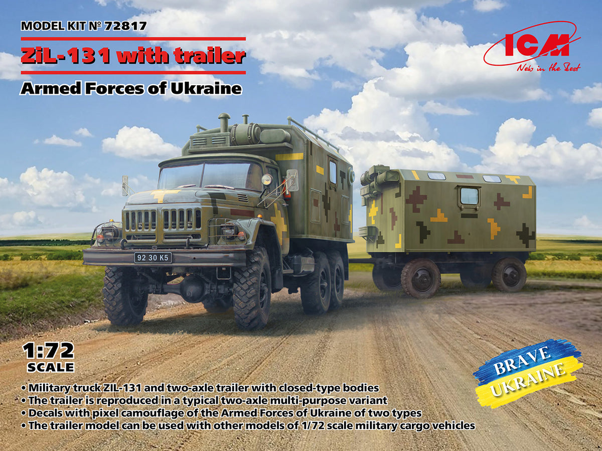 ICM 72817 1:72 ZiL-131 Truck with trailer Armed Forces of Ukraine Model Kit