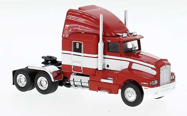 Brekina Automodelle 85926 HO Red/White 1984 Kenworth T600 Sleeper-Cab Tractor